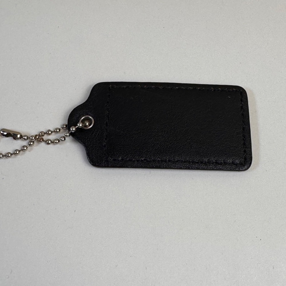 Coach Black Leather Hang Tag 3 x 1.5 Silver Tone Ball Chain - Picture 7 of 16